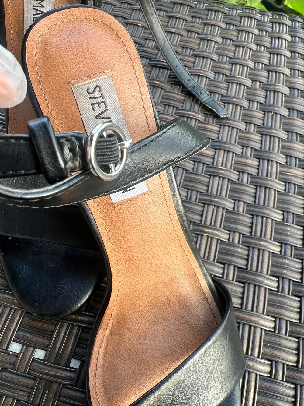 Steve Madden Black Faux Leather Reno Slingback Heels - Picture 11 of 12